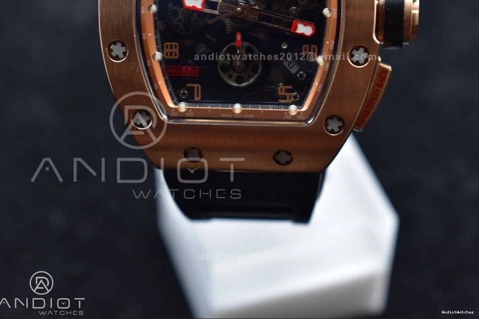 Strap Rubber Dial Best Chrono KVF RM011 1021 AllSeason Black A7750 RG on Black Edition Crystal V 1:1 1224